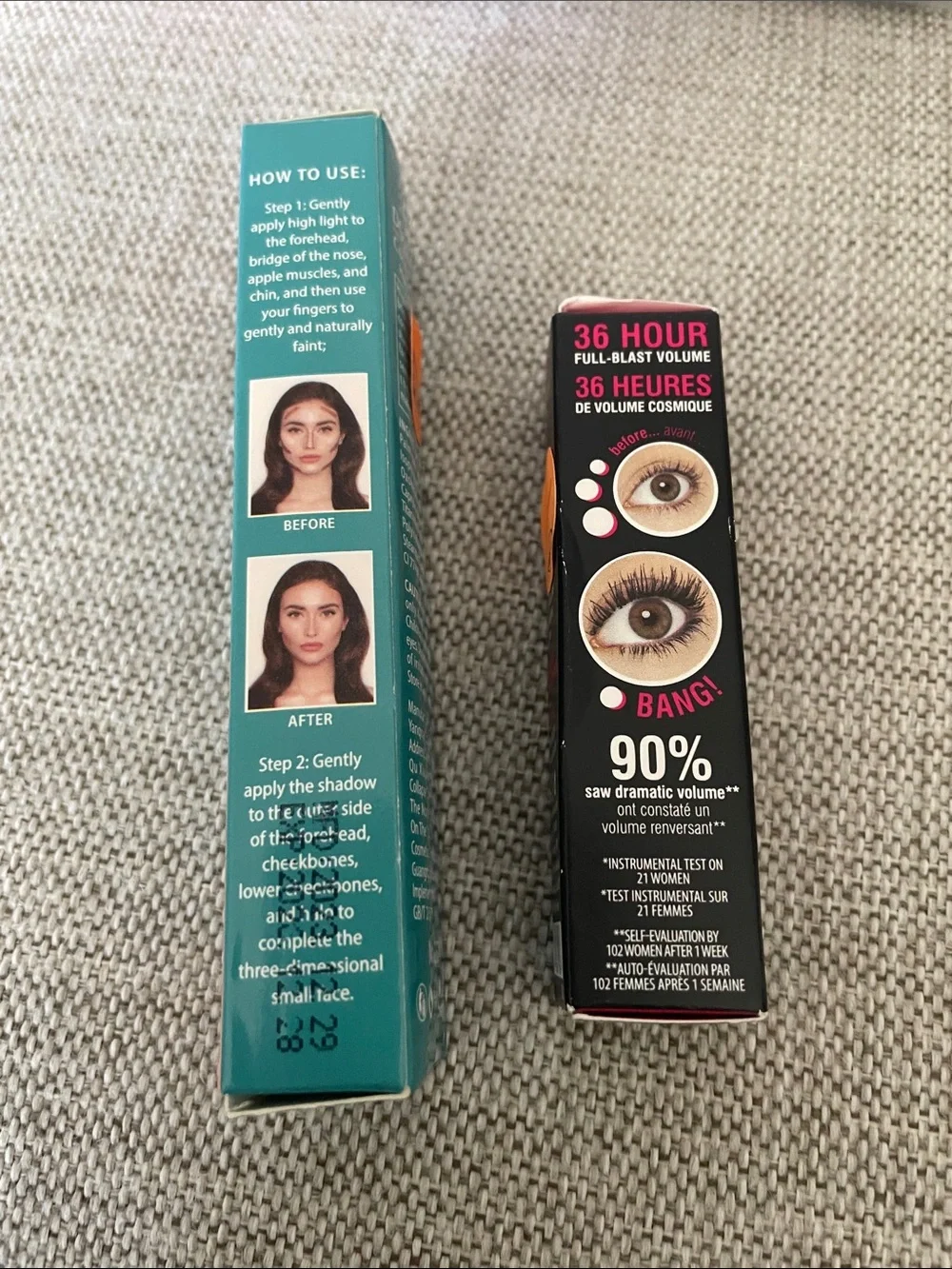 Benefit Contouring Stick & BADgal BANG! Packaging in Teal and Pink